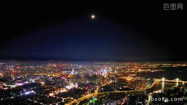 海南海口城市夜景航拍